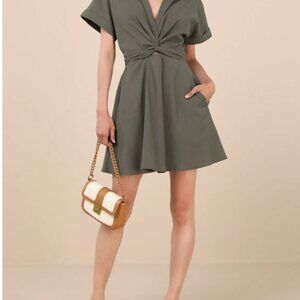 Lulus Breeze By Olive Tie-back Mini Dress With Pockets Green - Size S